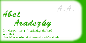 abel aradszky business card